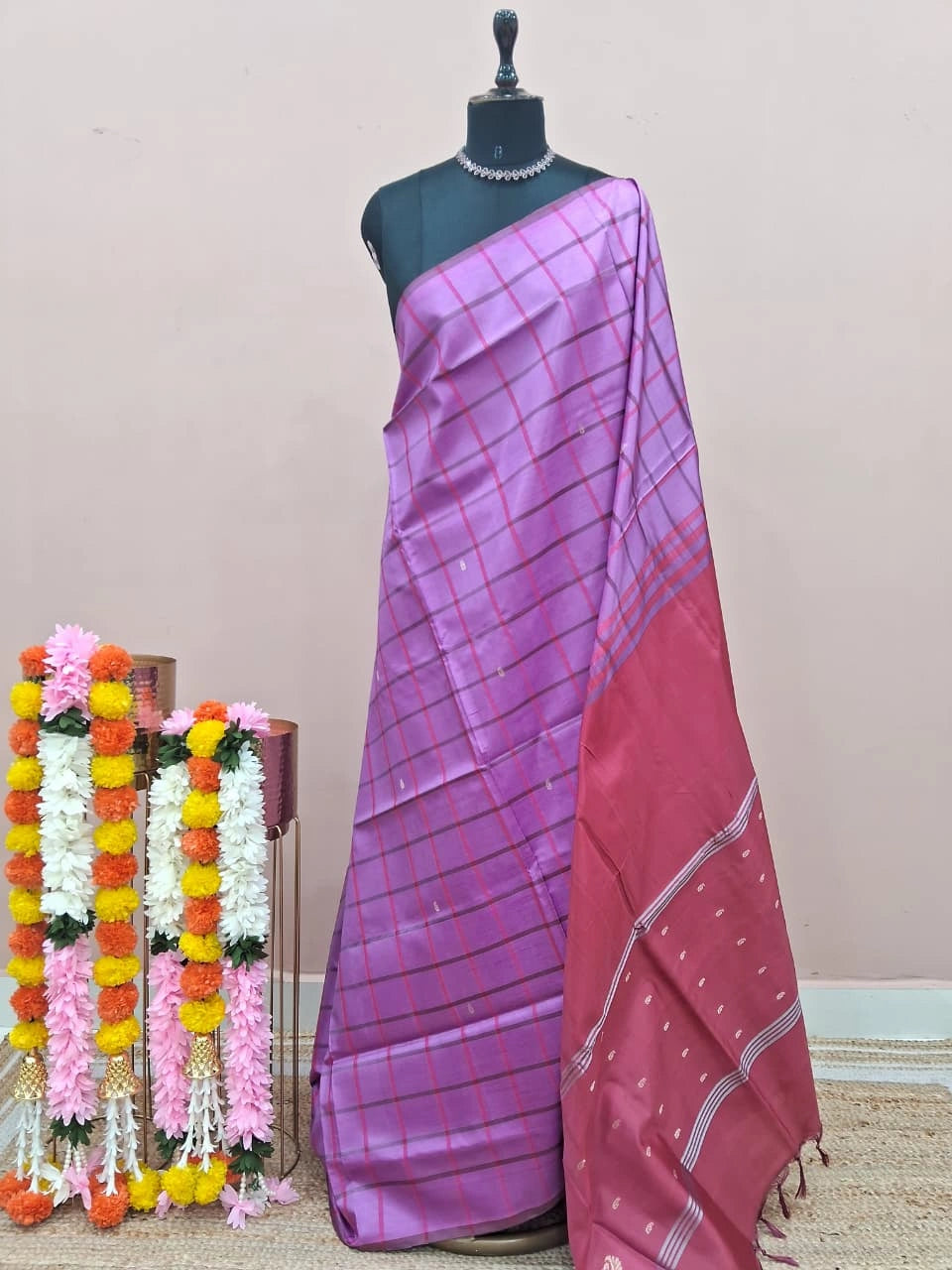 Light Lavender Handwoven Banana Silk Saree