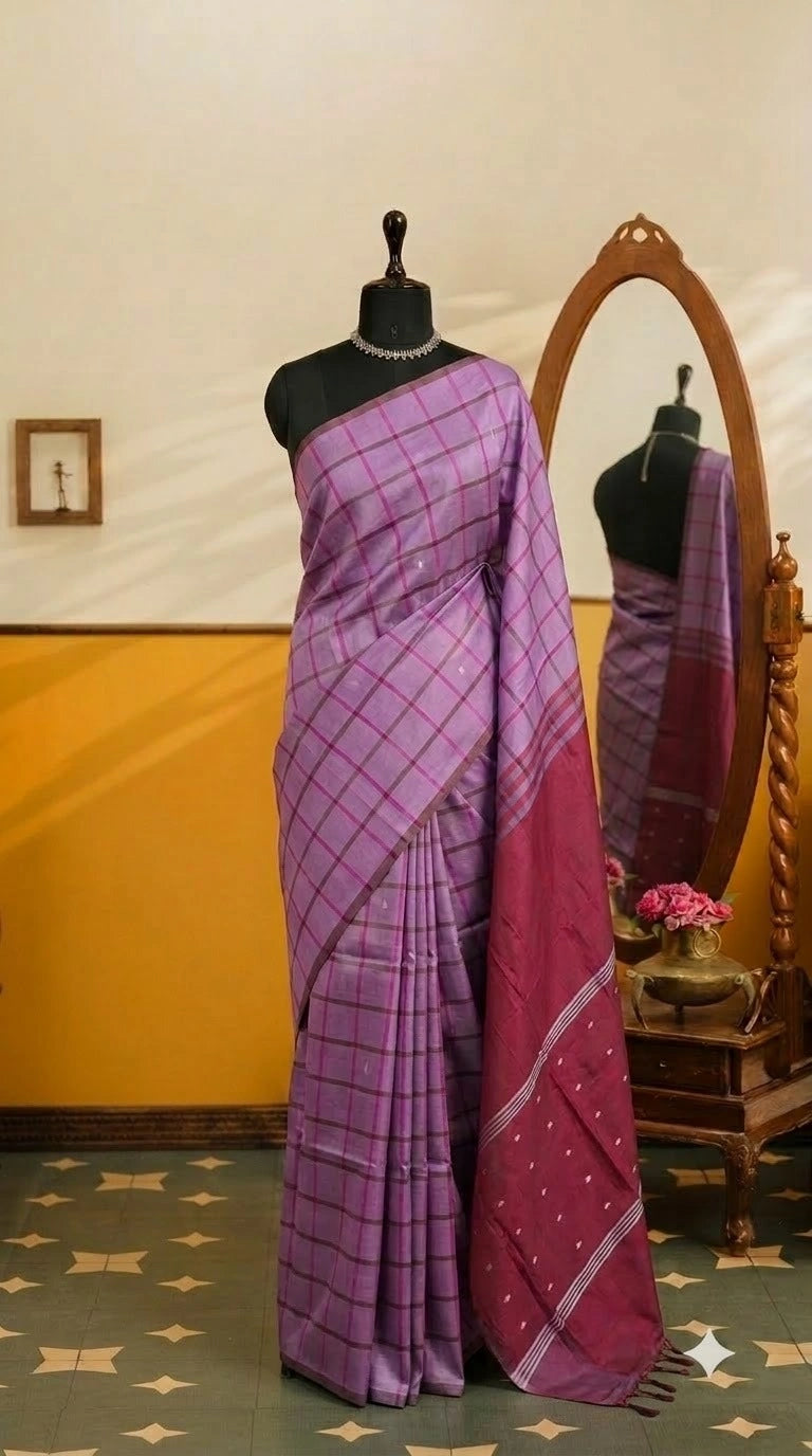 Light Lavender Handwoven Banana Silk Saree