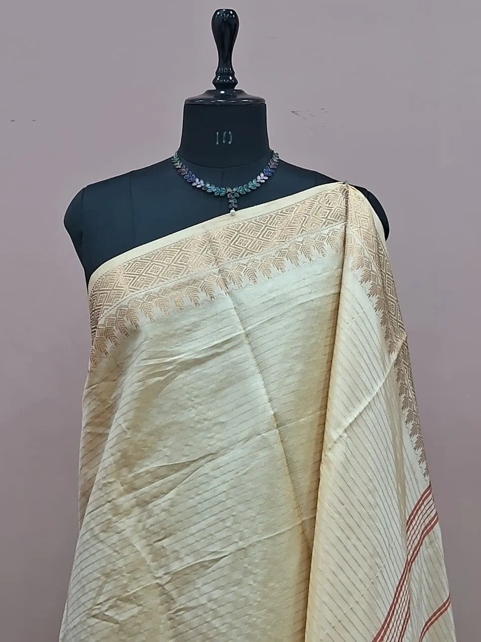 Dark Beige Handwoven Banana Silk Saree 1
