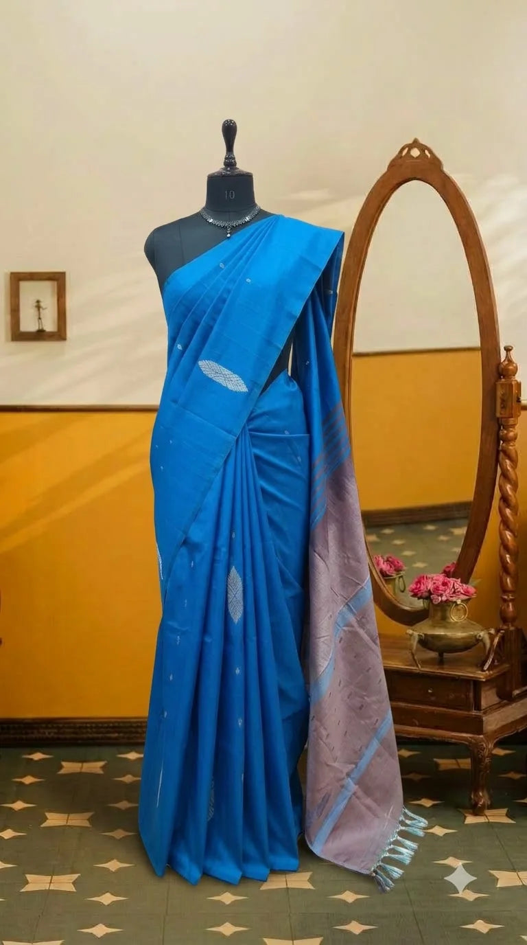 Royal Blue Handwoven Banana Silk Saree