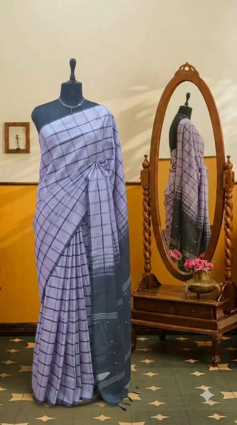 Light Lavender Handwoven Banana Silk Saree