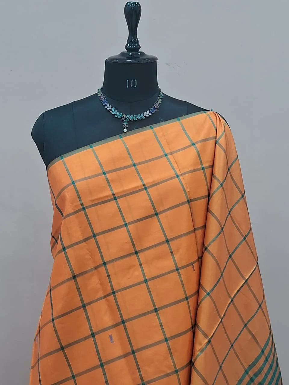 Dark Orange Handwoven Banana Silk Saree 1