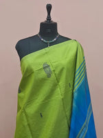Parrot Green Handwoven Banana Silk Saree 1