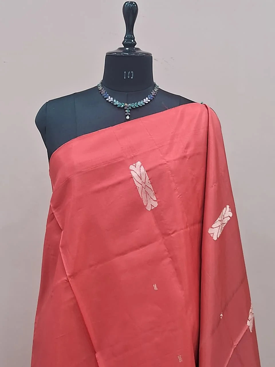 Fire Red Handwoven Banana Silk Saree 1