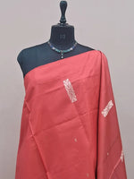 Fire Red Handwoven Banana Silk Saree 1
