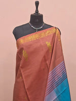 Brick Red Handwoven Banana Silk Saree 1