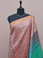 Light Peach Handwoven Banana Silk Saree  1