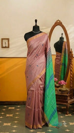 Light Peach Handwoven Banana Silk Saree 
