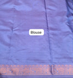 Light Yellow and Blue Checked Handwoven Banana Silk Saree Blouse