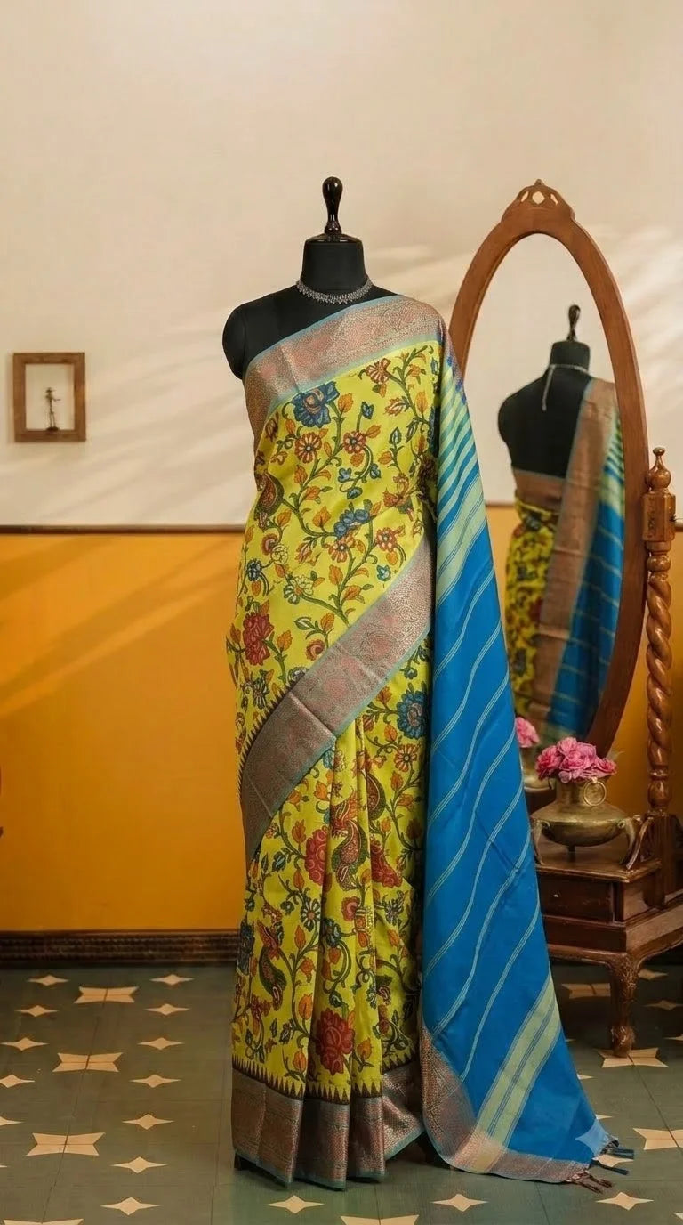 Mango Yellow Handwoven Banana Silk Saree 