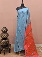 Light Sky Blue Handwoven Banana Silk Saree