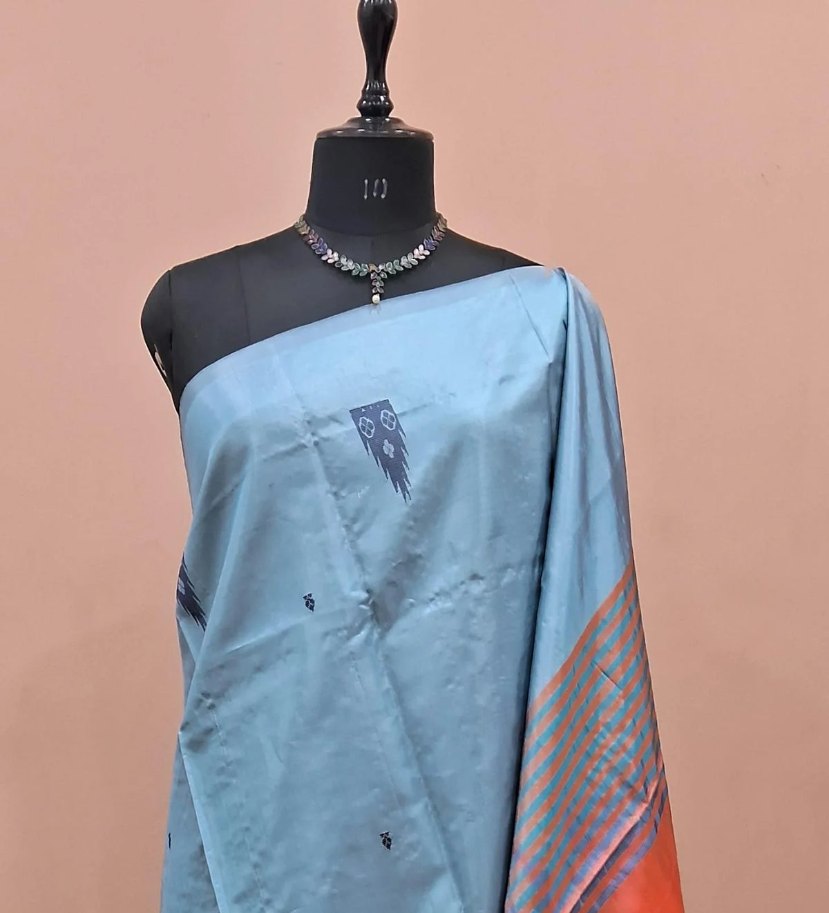 Light Sky Blue Handwoven Banana Silk Saree 1