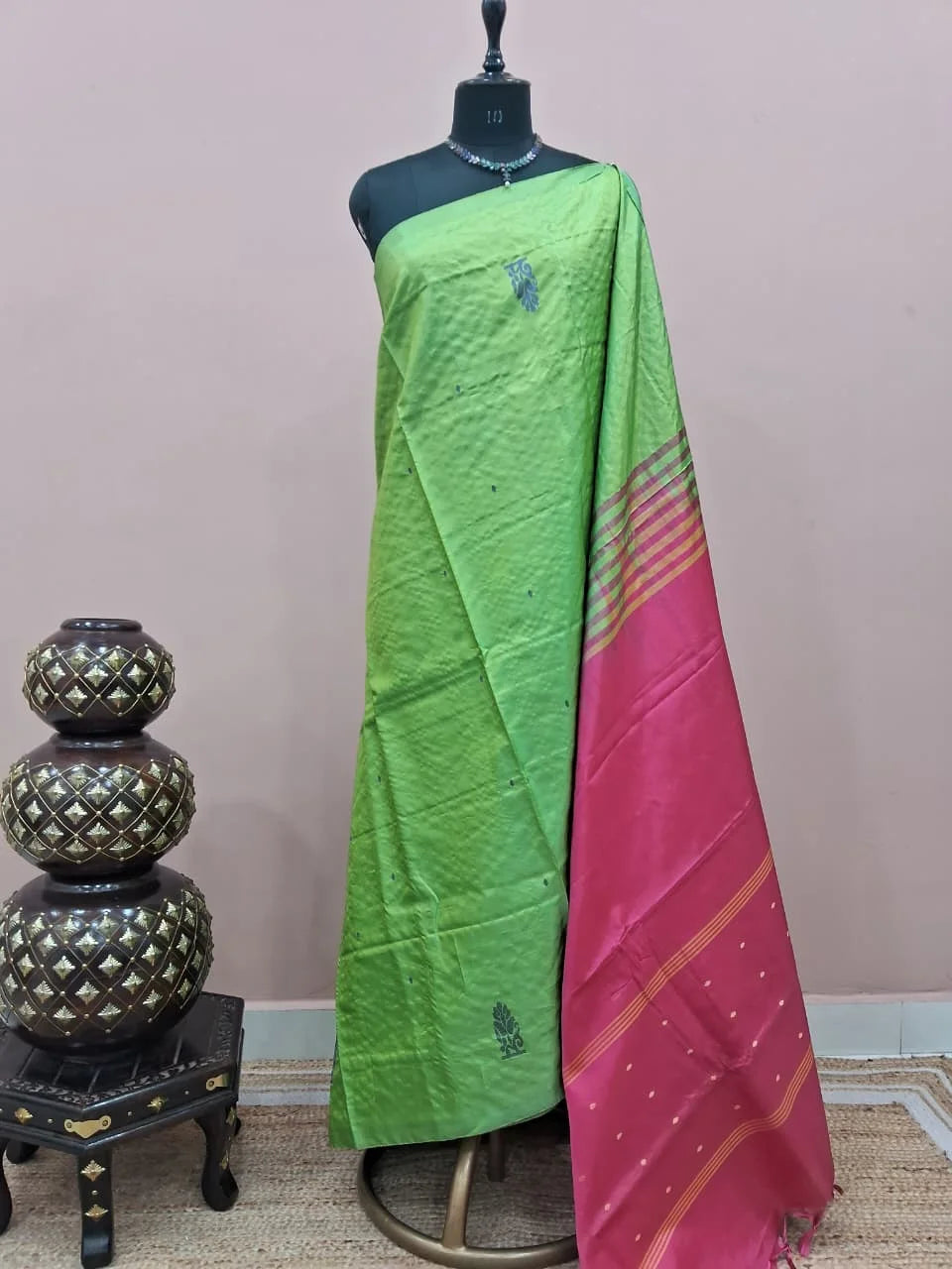 Pista Green Handwoven Banana Silk Saree