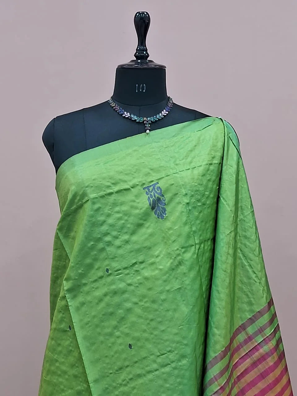 Pista Green Handwoven Banana Silk Saree 1