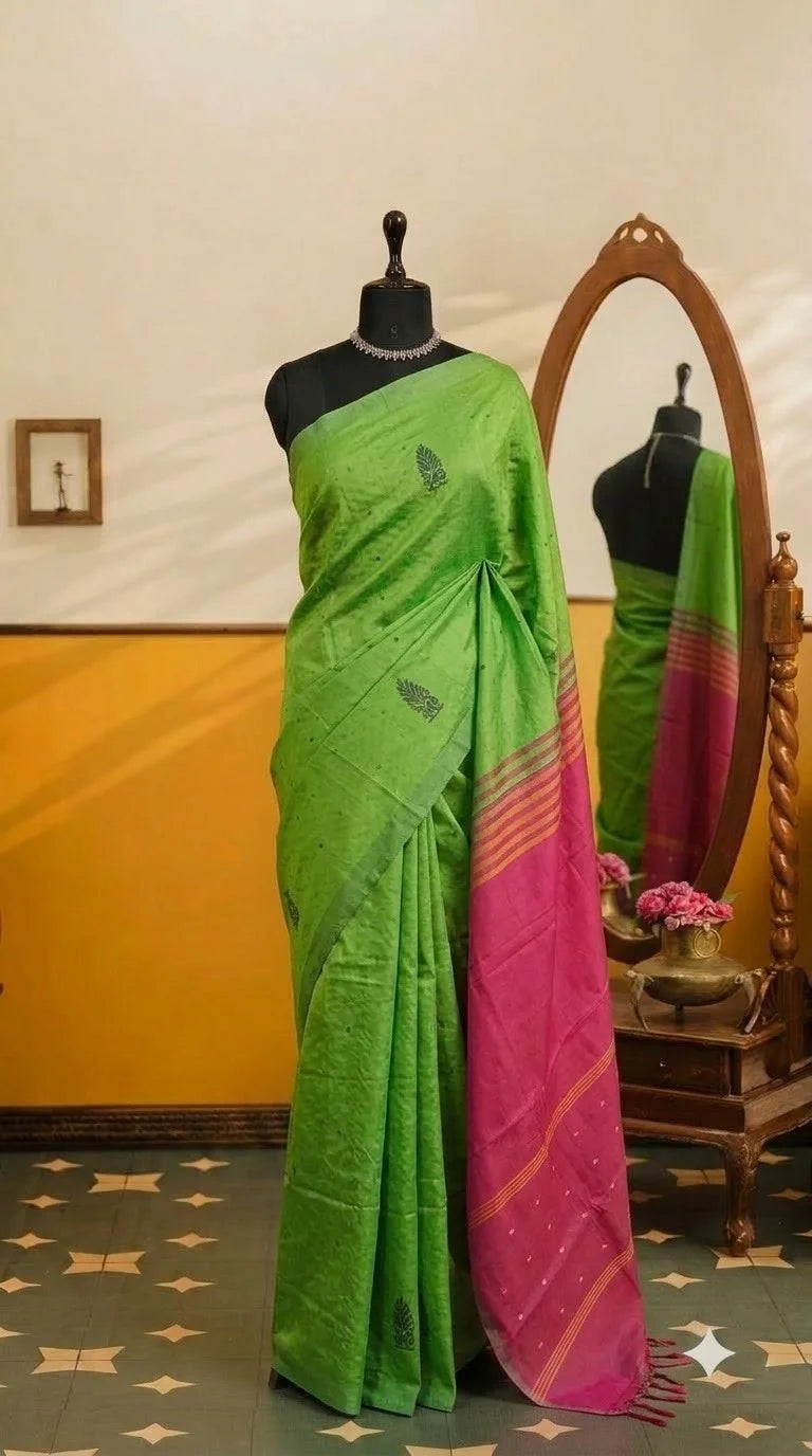 Pista Green Handwoven Banana Silk Saree
