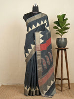 Black Plain Maheshwari Cotton Saree
