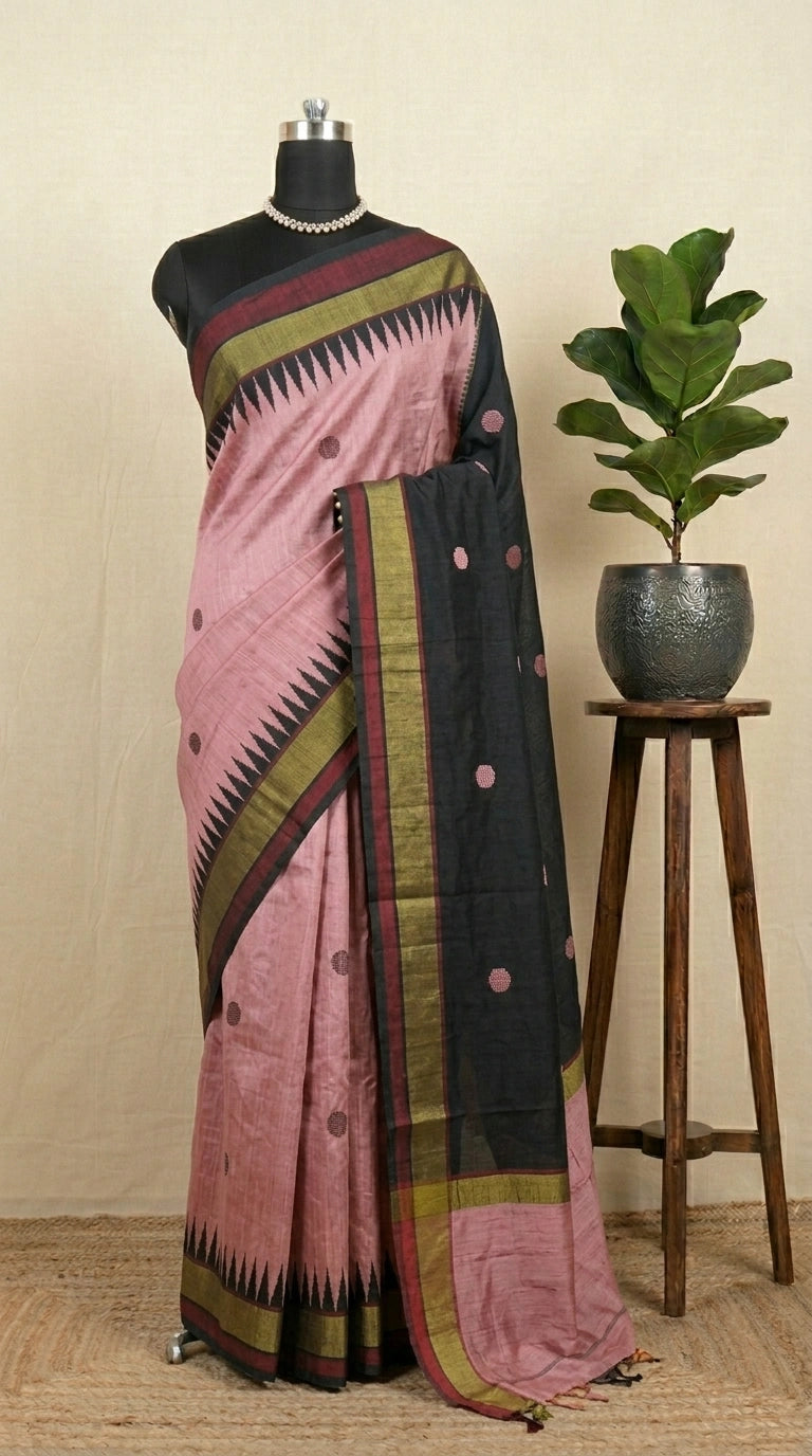 Blush Pink Khadhi Pure Pattu Saree