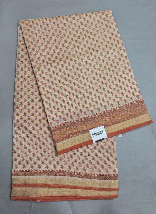 Cream Chandheri Saree