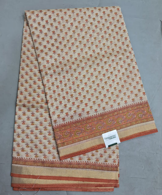 Cream Chandheri Saree