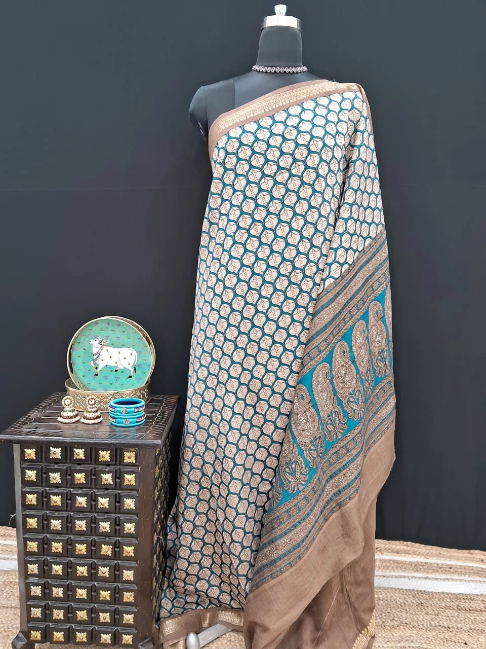 Rama Blue Chanderi Saree 