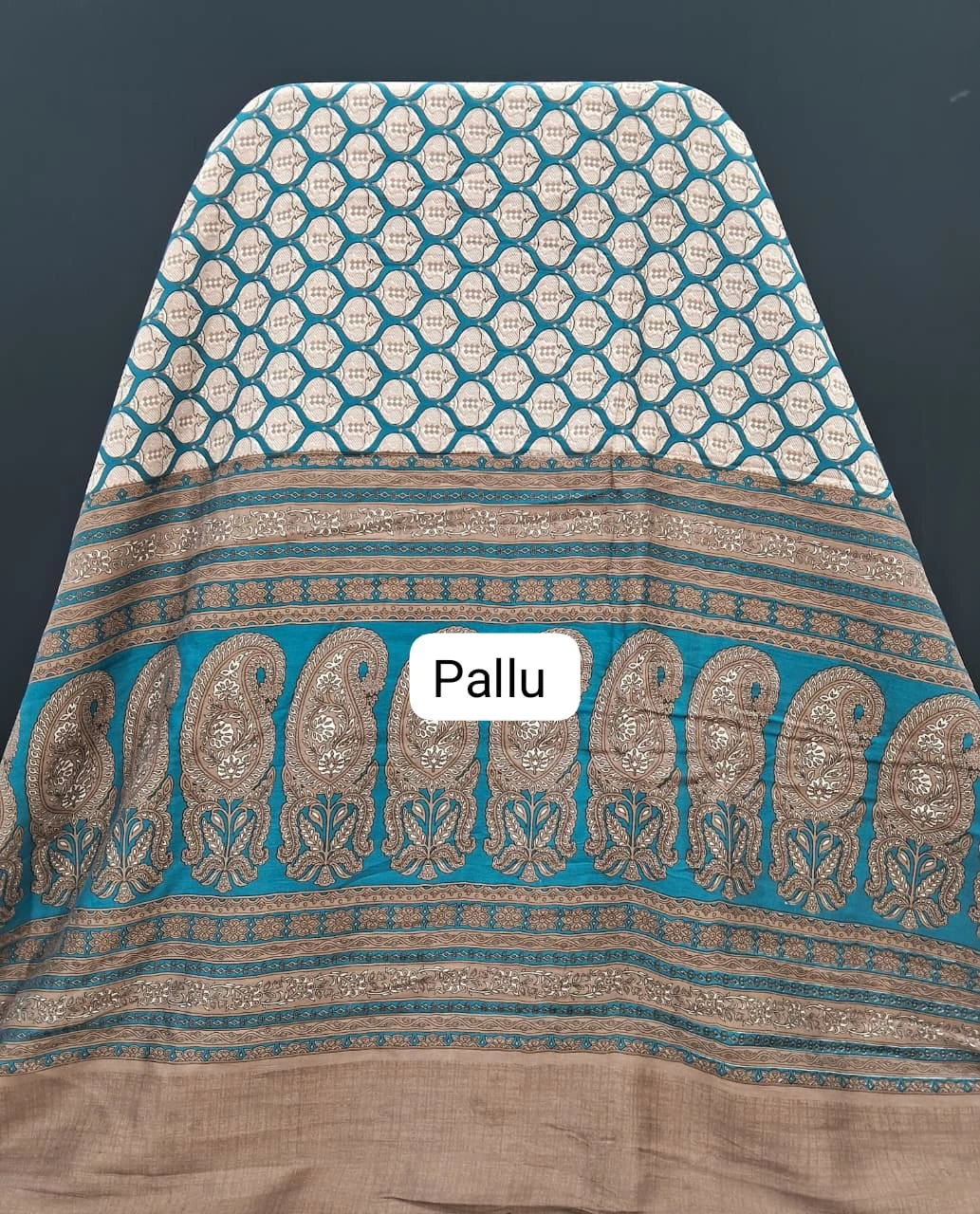 Rama Blue Chanderi Saree pallu