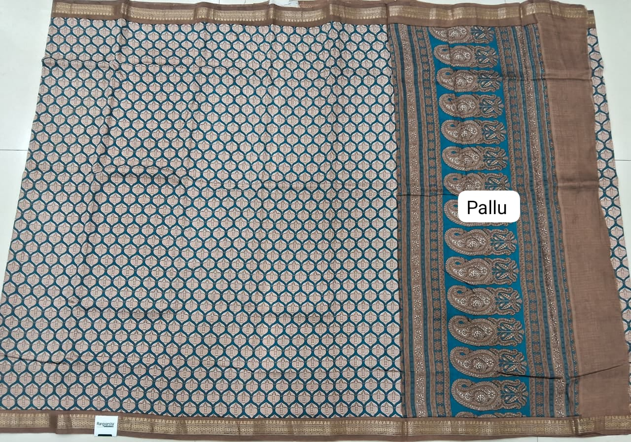 Rama Blue Chandheri Saree Pallu