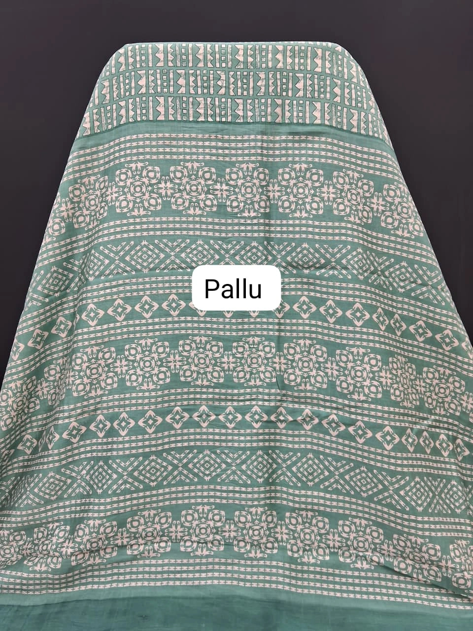Sea Green Chanderi Saree pallu