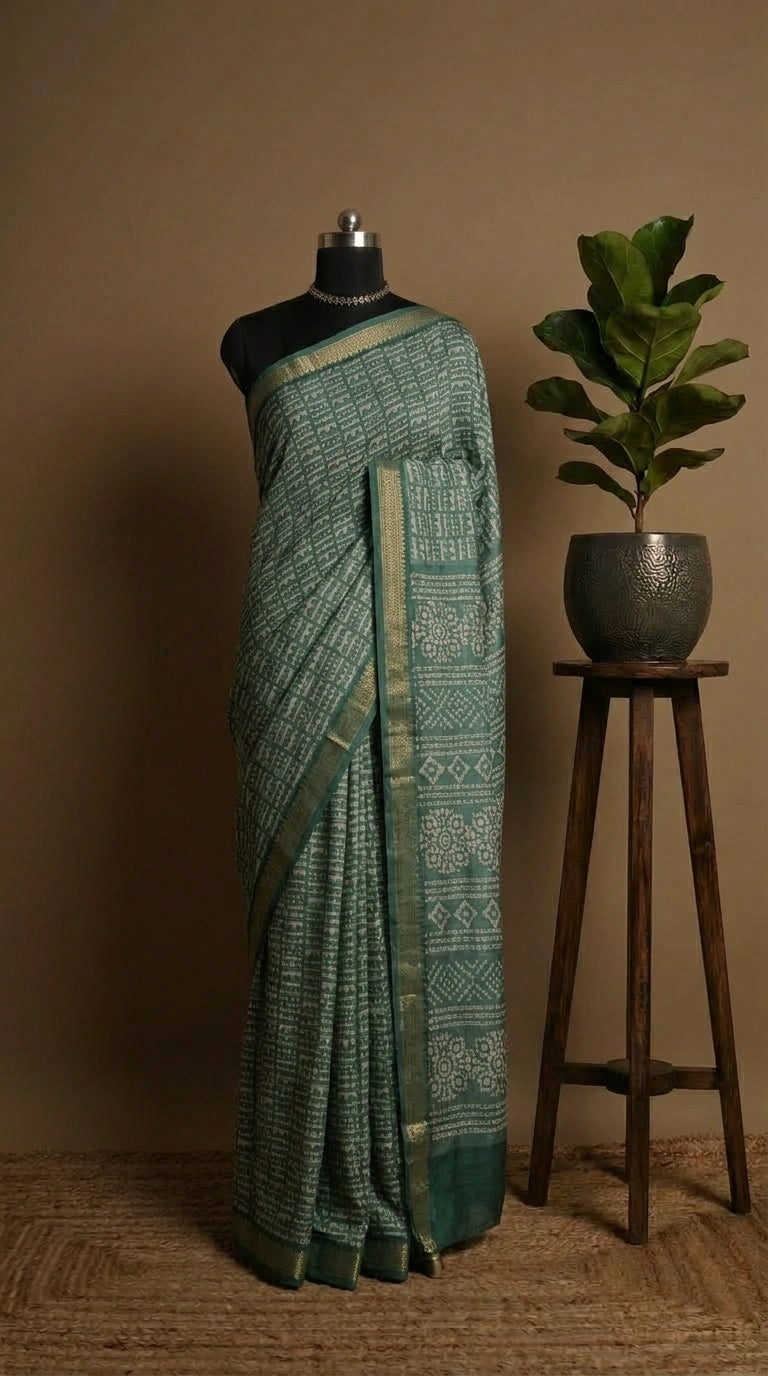 Sea Green Chanderi Saree
