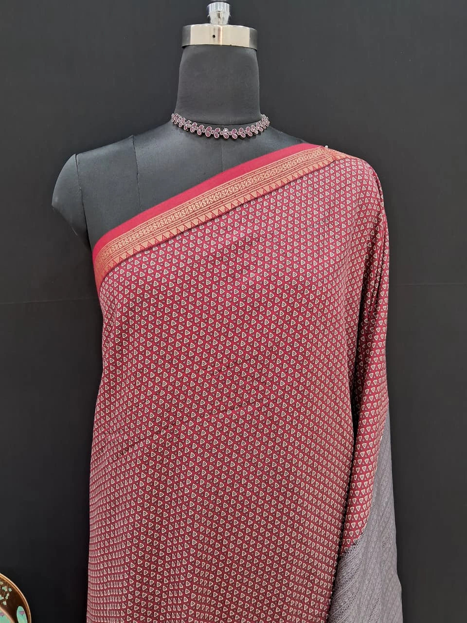 Candy Red Chanderi Saree 1