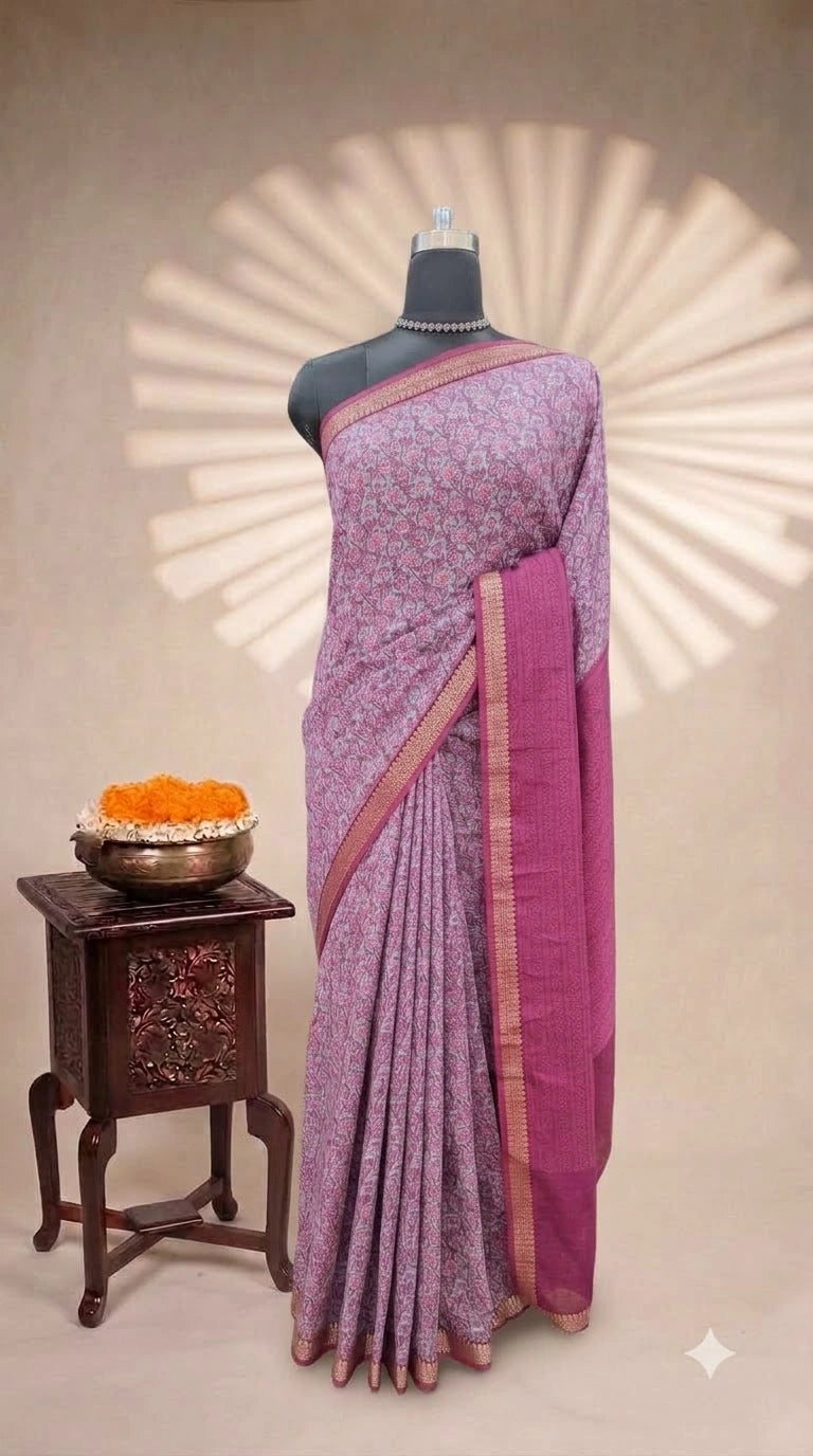Elegant Grey Chanderi Saree 