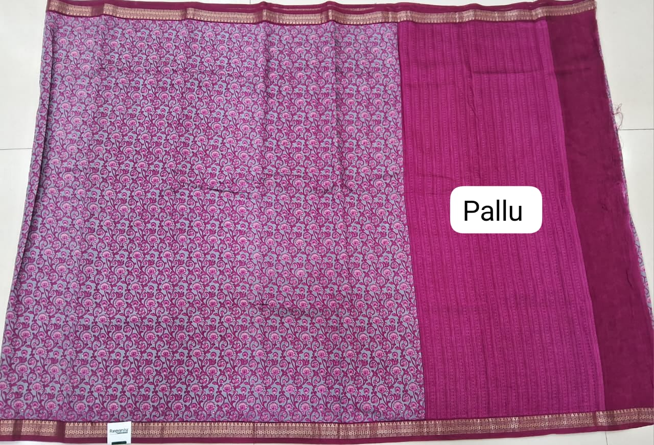 Grey Chanderi Saree Pallu