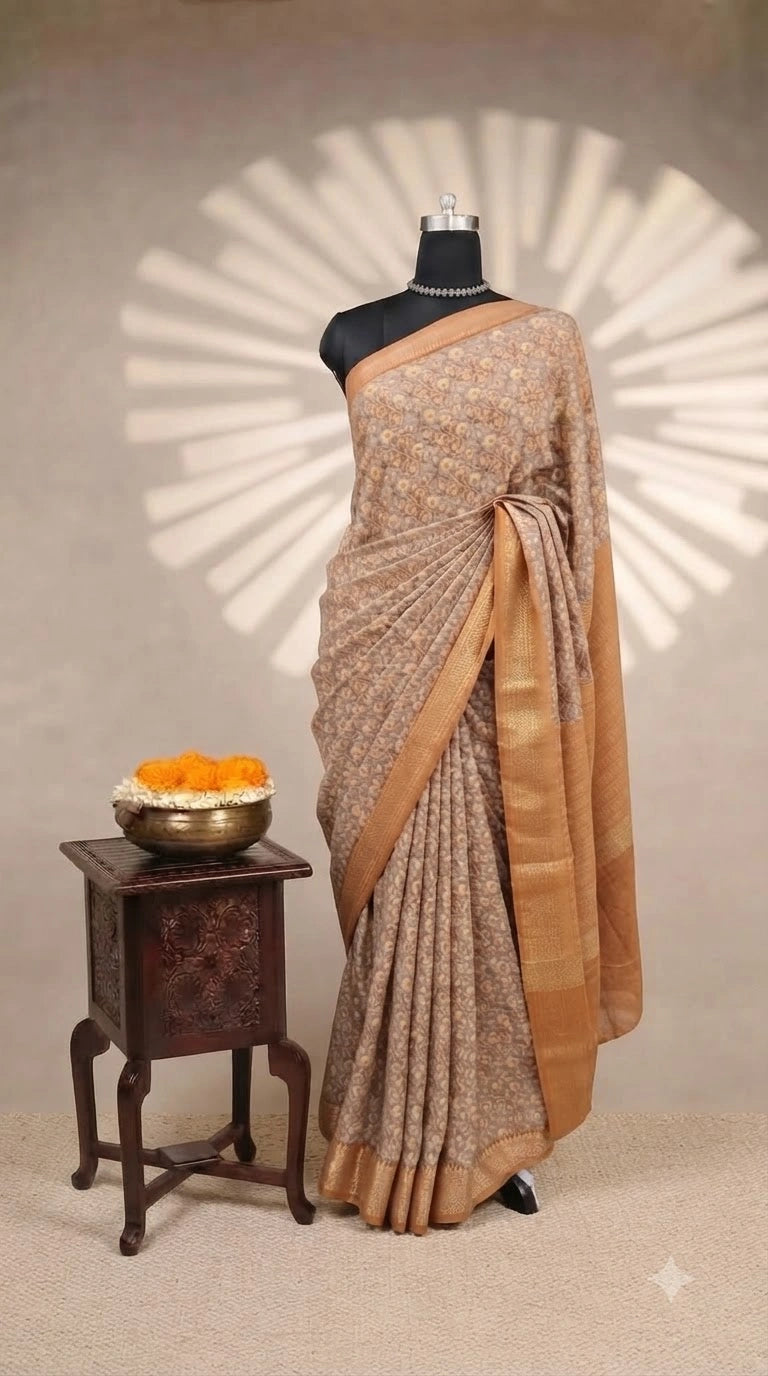 Grey Chanderi Saree
