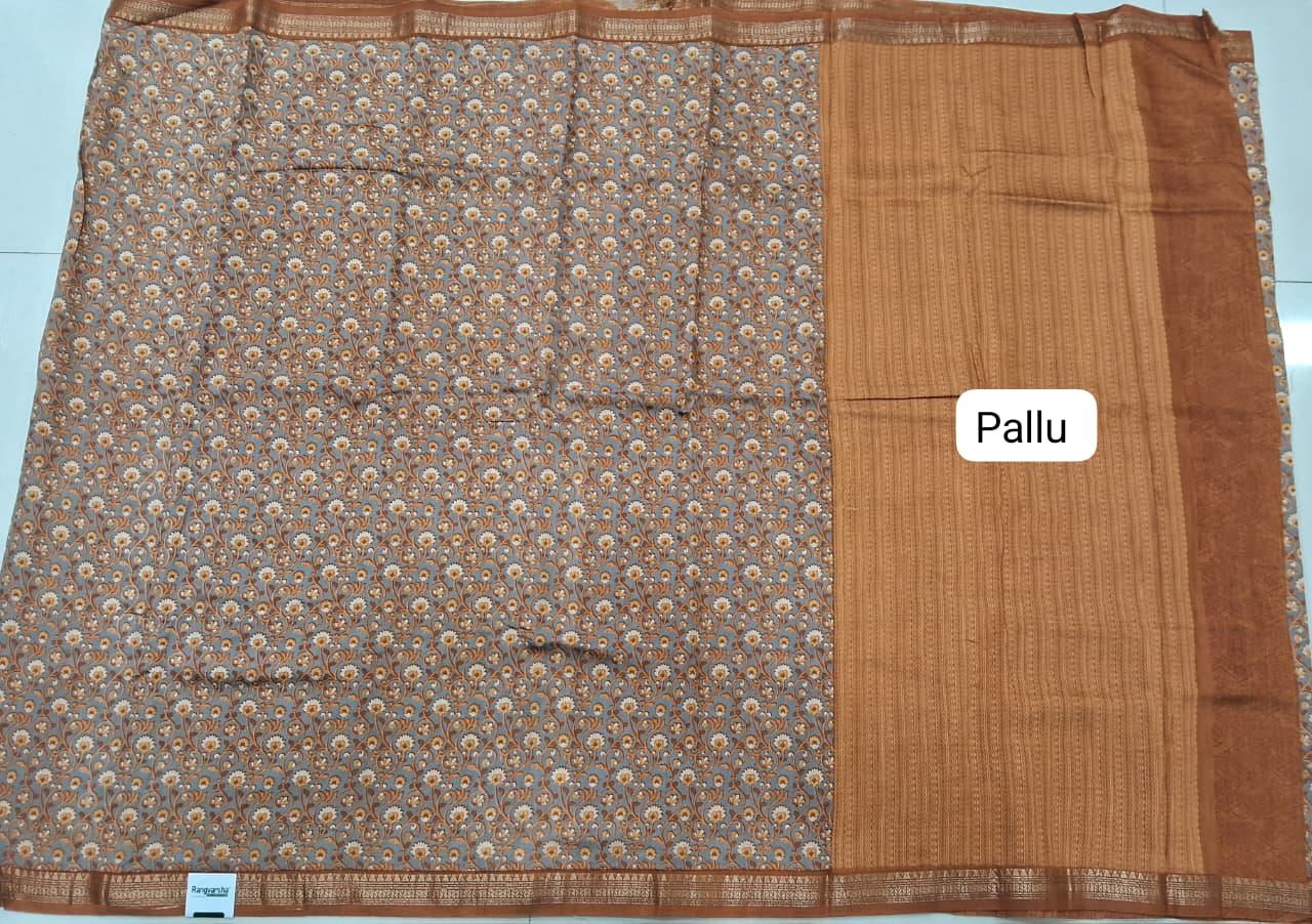 Grey Chanderi Saree Pallu