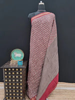 Brick Red Chanderi Saree with Diamond Print