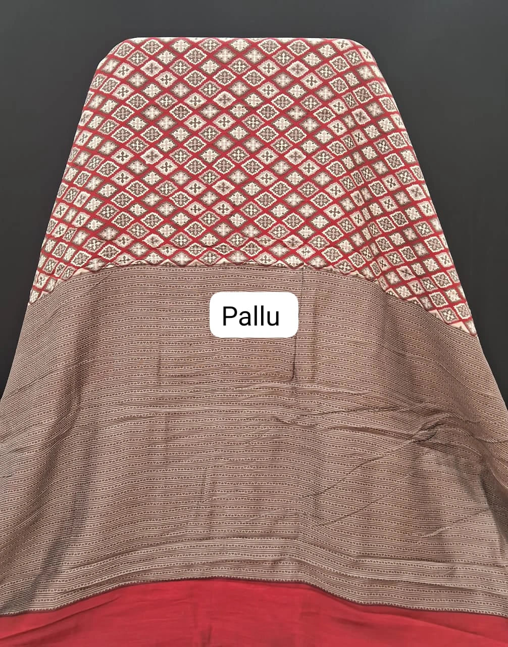 Brick Red Chanderi Saree with Diamond Print pallu