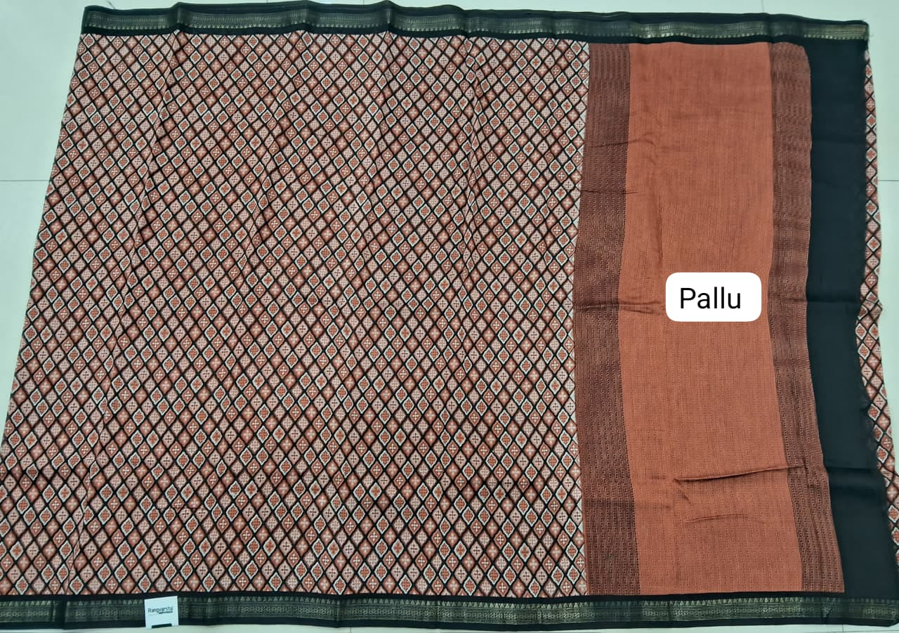 Black Chanderi Saree Pallu