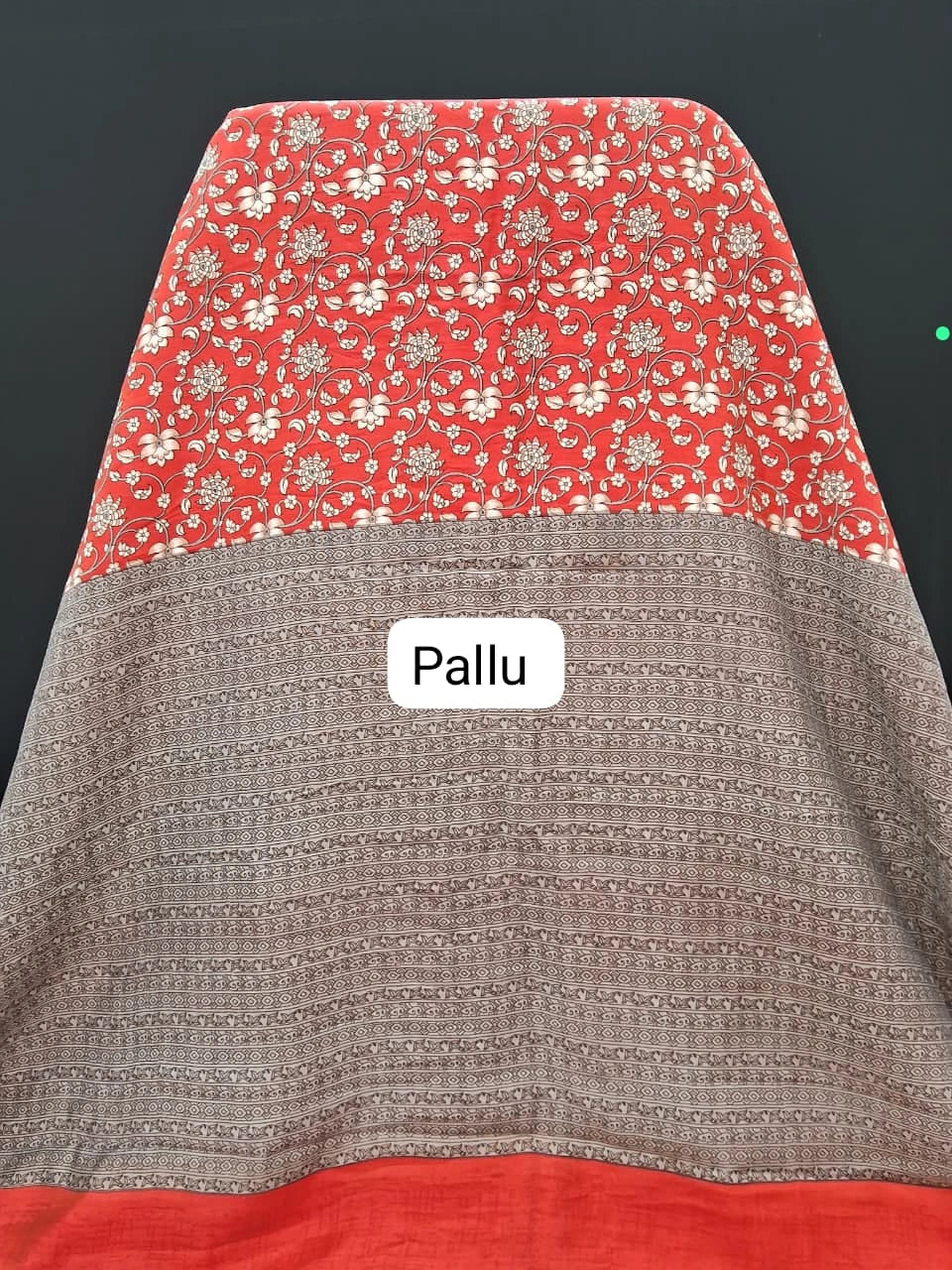 Red Chanderi Saree pallu