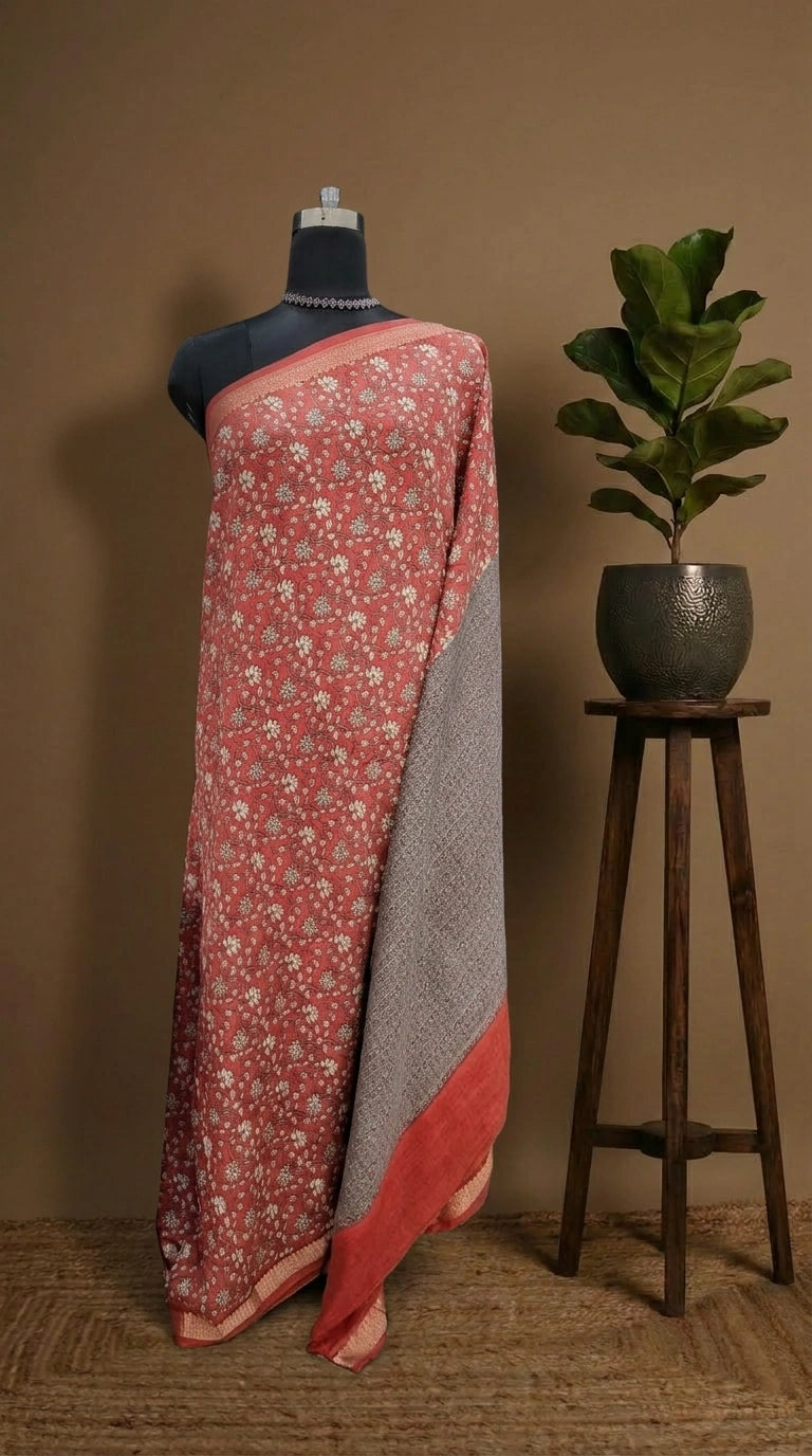 Red Chanderi Saree