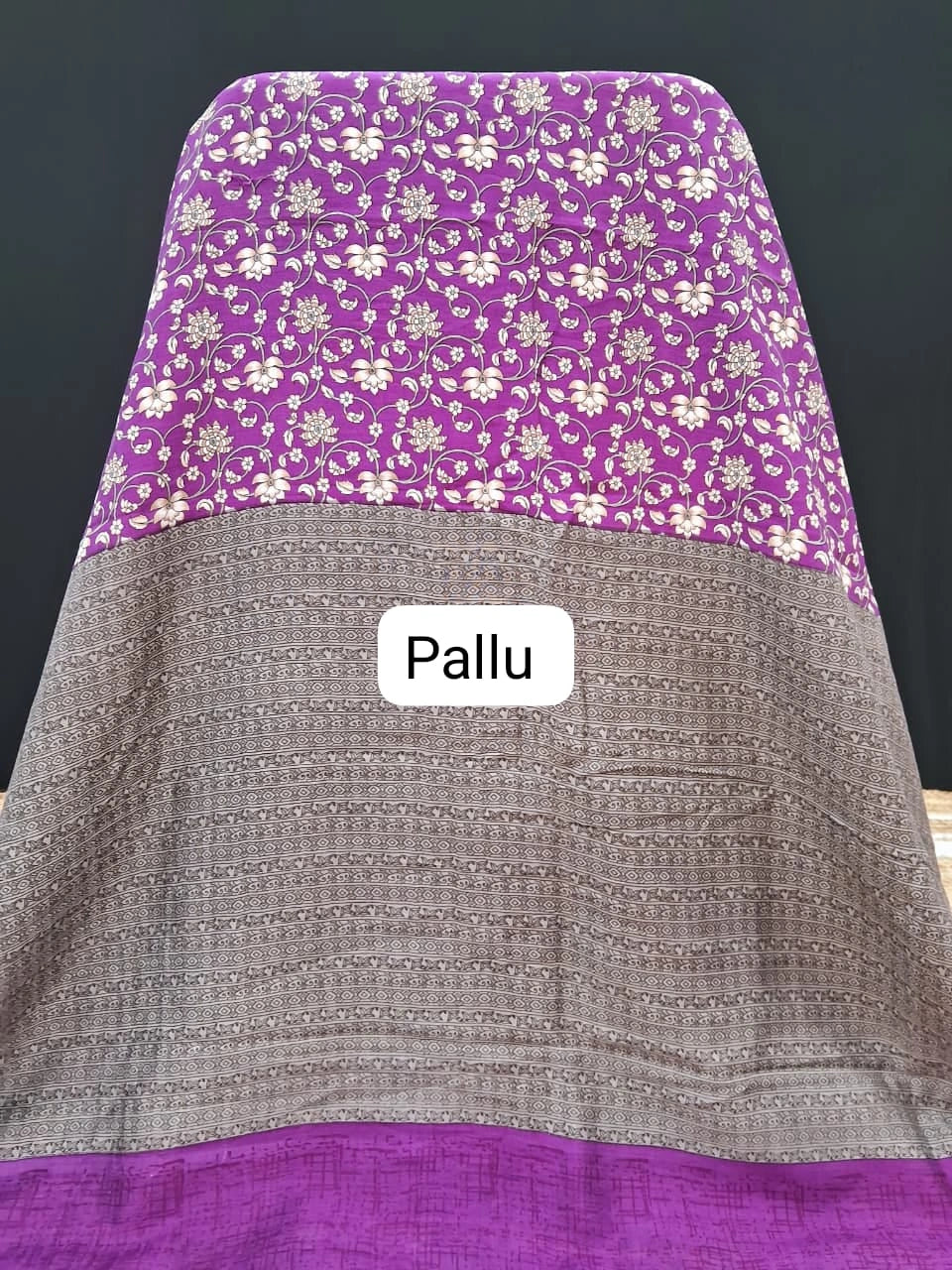 Purple Pure Chanderi Saree pallu