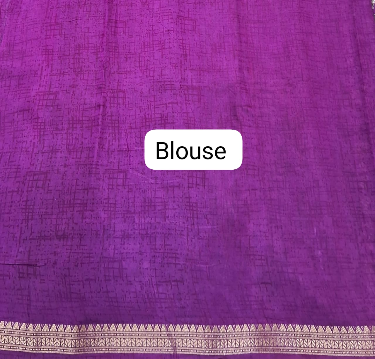 Purple Chanderi Saree Blouse