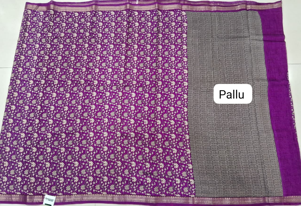 Purple Chanderi Saree Pallu