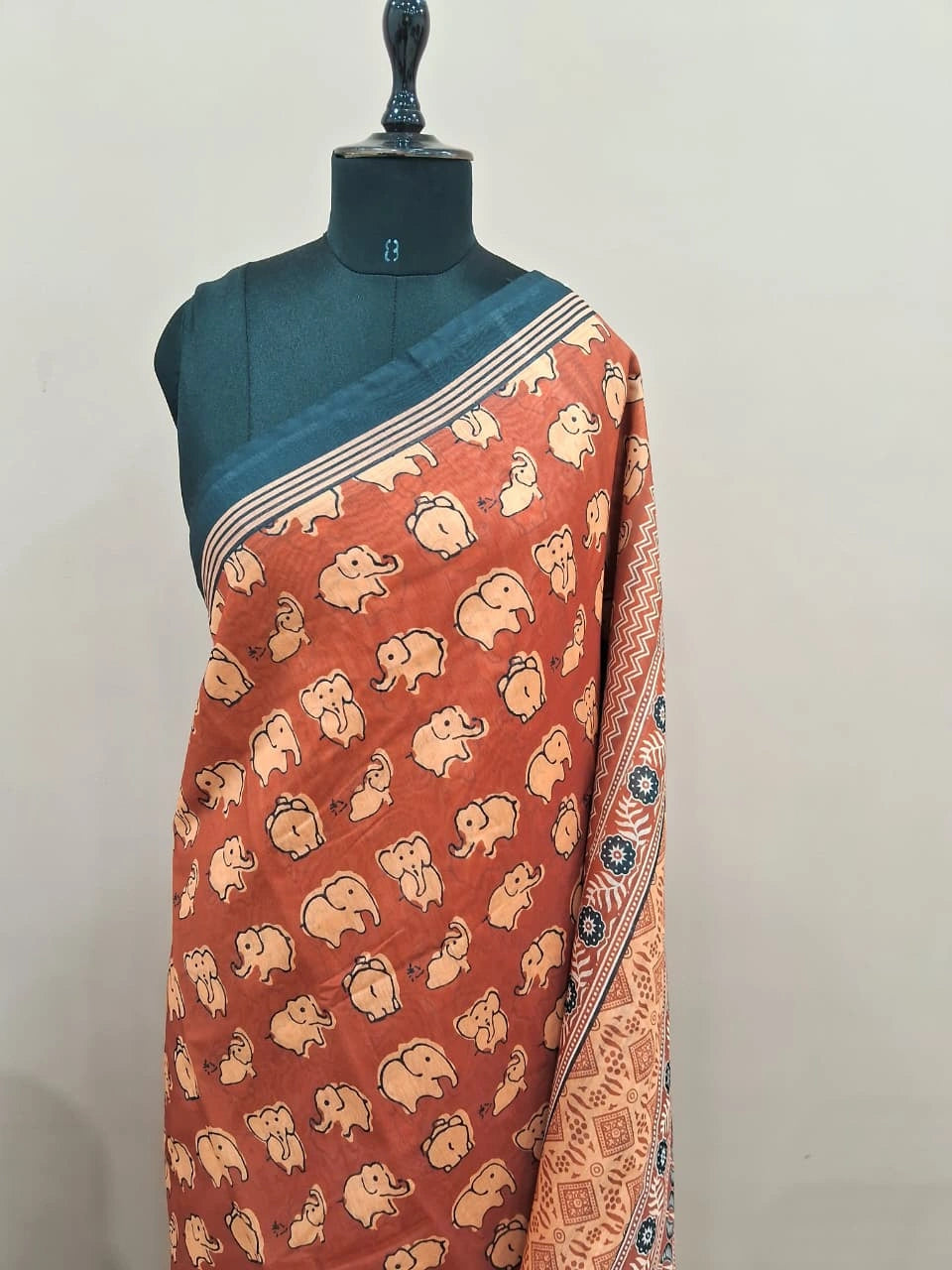 Brick Red Chandheri Saree 1