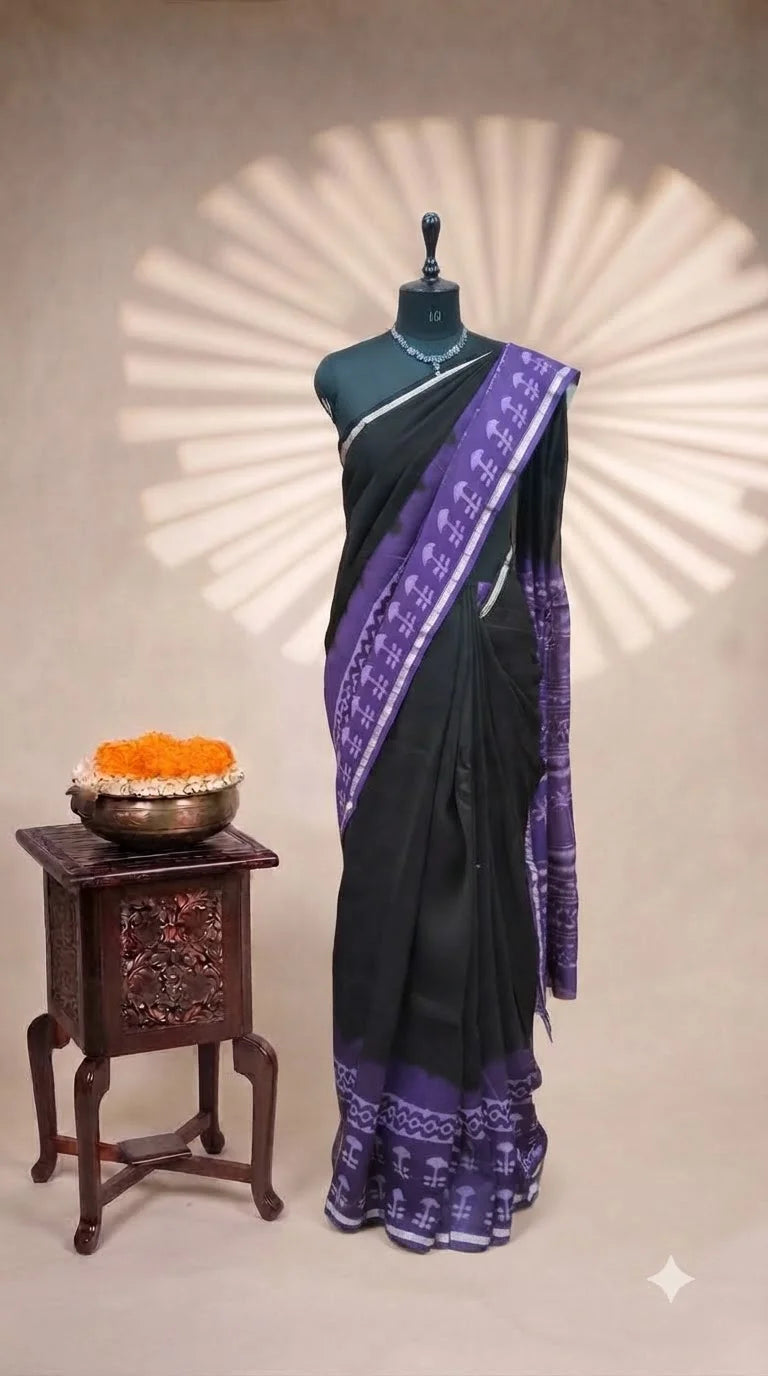 Timeless Black Chanderi Saree