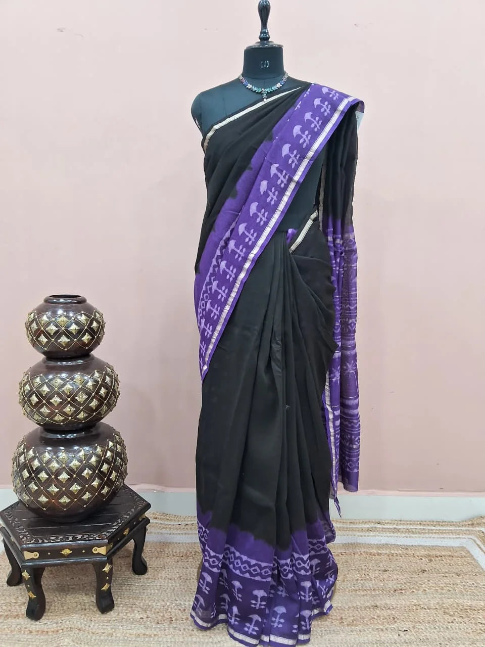 Timeless Black Chanderi Saree