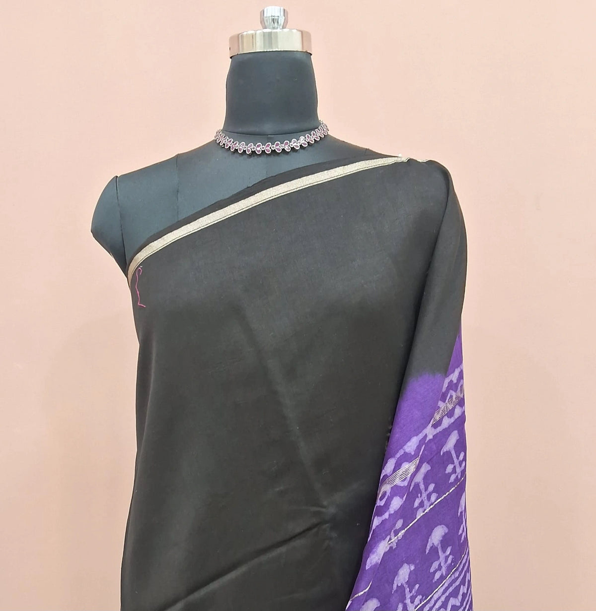 Timeless Black Chanderi Saree 1