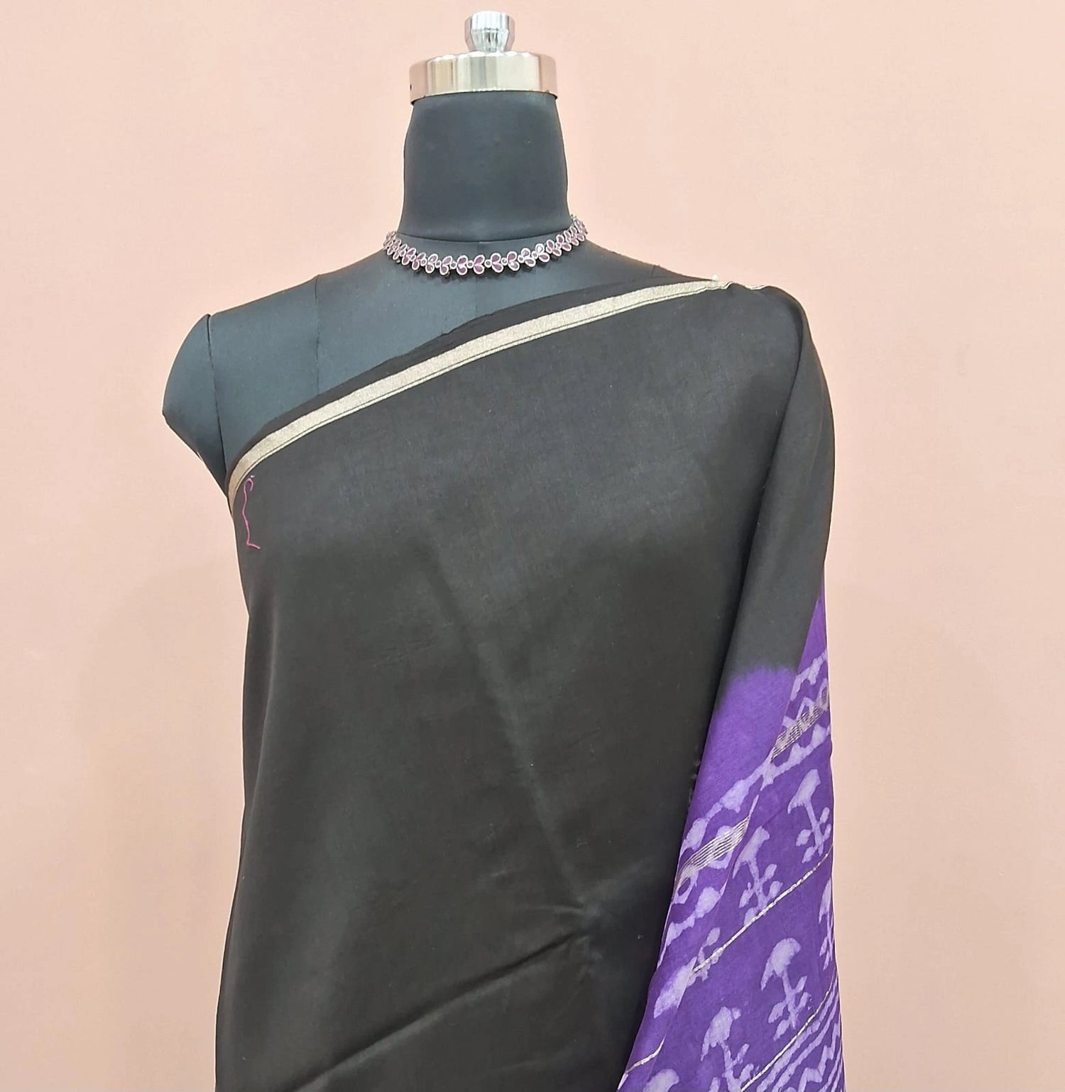 Timeless Black Chanderi Saree 1