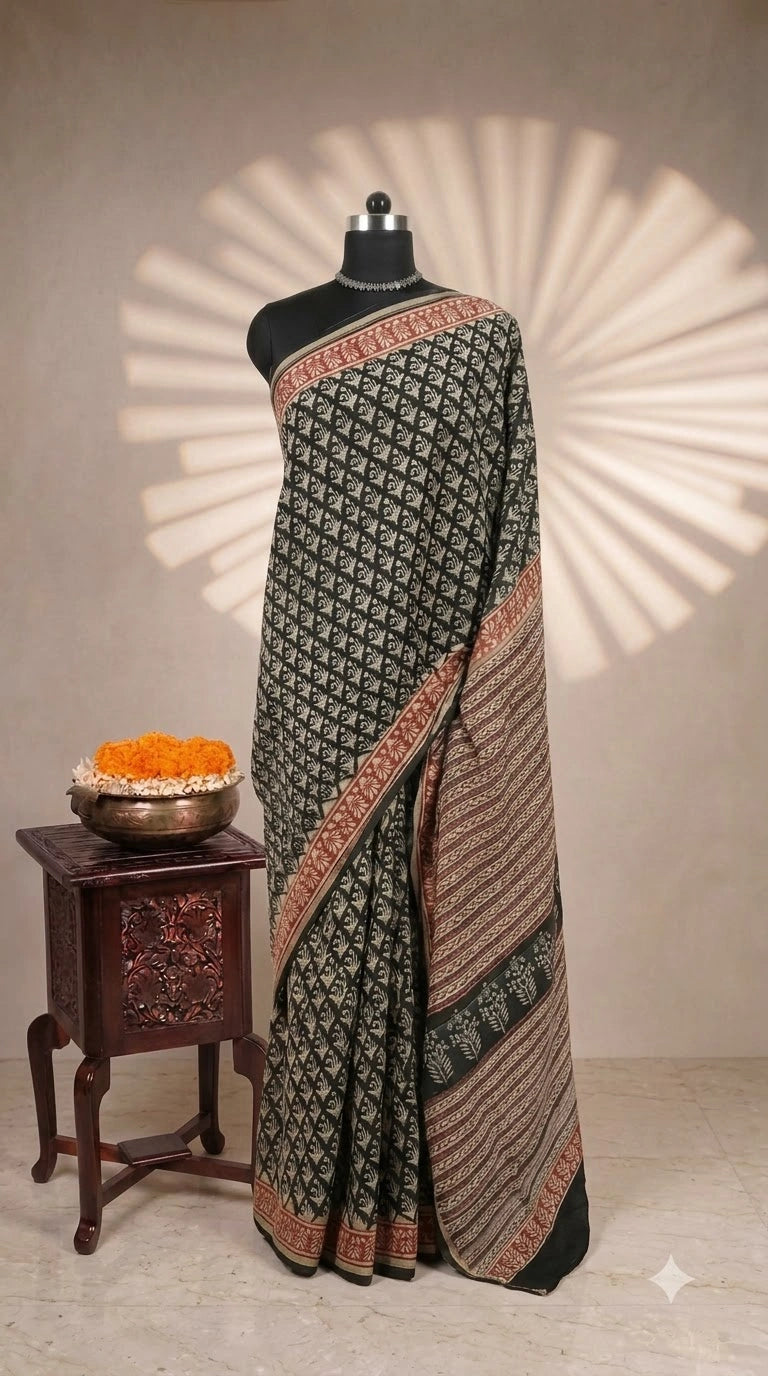 Classic Black Woven Chanderi Saree