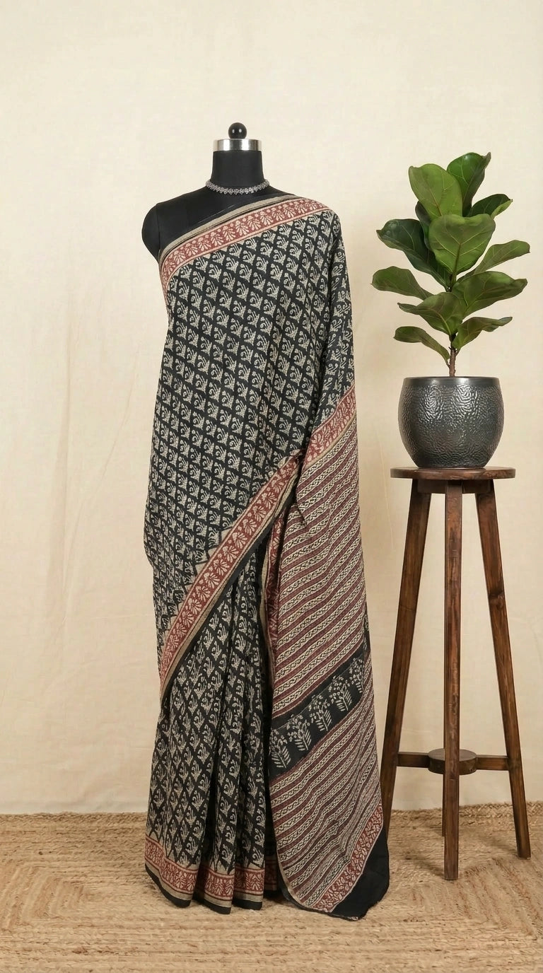 Classic Black Woven Chanderi Saree
