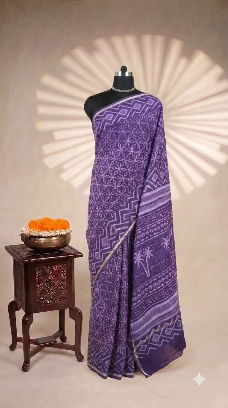 Royal Purple Chanderi Saree 