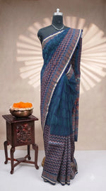 Elegant Navy Blue Chanderi Saree